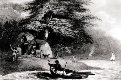 Fuegian Wigwams Hope Harbourin Magdalen Channel -kanavalla, kaivertanut S. Bull, 1838 tekijältä Philip Parker King