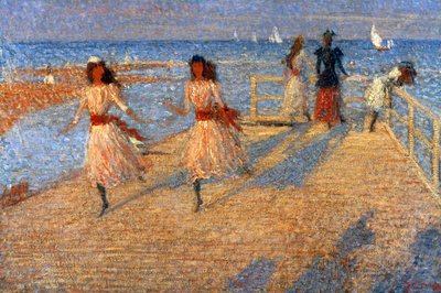 Girls Running, Walberswick Pier, 1888-1894 tekijältä Philip Wilson Steer