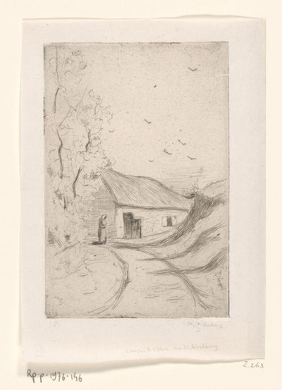 Talo maantiellä Chaumiere a Vleurgat (Bruxelles) (alkuperäinen nimi) tekijältä Philip Zilcken (signed by artist)