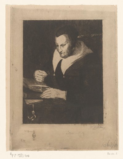 Vanha nainen lukee Vieille femme lisant (alkuperäinen nimi) tekijältä Philip Zilcken (signed by artist)