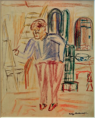 Kirchner vor der Staffelei in seinem Atelier tekijältä Philipp Bauknecht