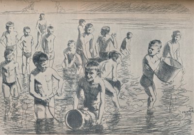 Poikien kylpeminen, 1911 tekijältä Philipp Franck