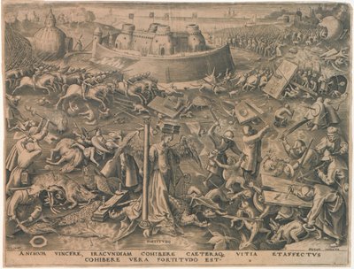 Fortitudo Fortitude seitsemästä hyveestä, 1559. tekijältä Philipp Galle