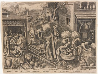 Prudentia Prudence seitsemästä hyveestä, 1559. tekijältä Philipp Galle