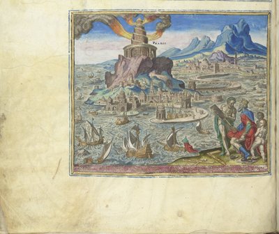 Aleksandrian majakka sarjasta Maailman kahdeksas ihme, 1572 tekijältä Philipp Galle
