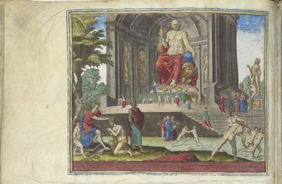 Jupiterin patsas Olympiassa sarjasta Maailman kahdeksas ihme, 1572 tekijältä Philipp Galle