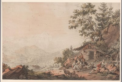 Acaba la família en una casa a la muntanya tekijältä Philipp Jacques Loutherbourg (I) (attributed to)