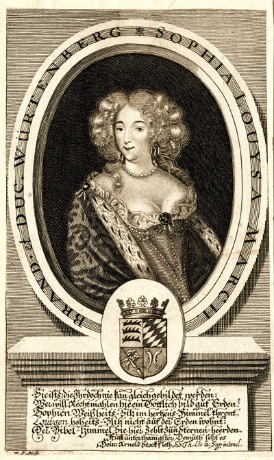 Sophie Louisen muotokuva Württemberg-Stuttgartista 1642-1702, Margravine..., n. 1680. tekijältä Philipp Kilian