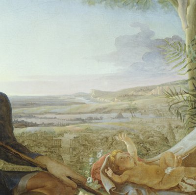 Kristus-lapsi ja maisema elokuvasta Rest on the Flight to Egypt, 1805-06 (yksityiskohta 141645) tekijältä Philipp Otto Runge
