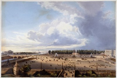 Place de la Concorde - teoksessa "Kävely Pariisissa ja sen ympäristössä", suunnittelija Jacottet ja Benoist, n. 1840 tekijältä Philippe Benoist