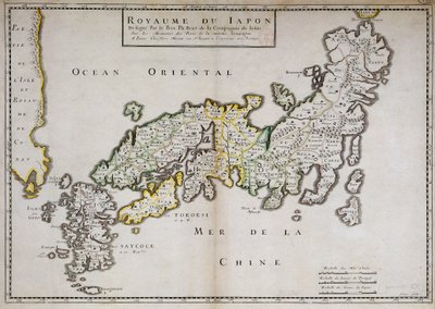 Japanin maantieteellinen kartta, jonka teki isä Philippe Briet, jesuiitta ja ranskalainen tutkija (1601-1668). Pariisi, NL tekijältä Philippe Briet