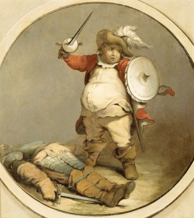 Falstaff with the Body of Hotspur, n. 1786 (öljy paperille) tekijältä Philippe Jacques de Loutherbourg