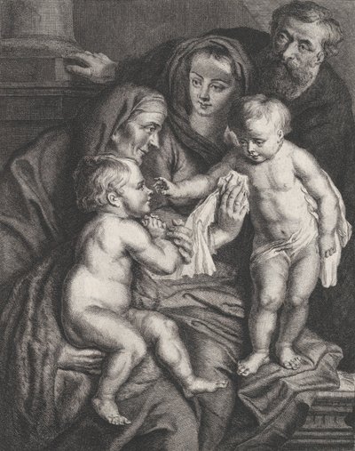 Pyhä perhe Pyhän Elisabetin ja pikkulapsen Pyhän Johannes Kastajan kanssa, n. 1615-75. tekijältä Philippe Joseph Tassaert