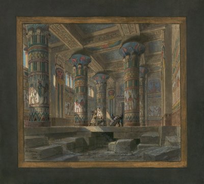 Scenografia Philippe Chaperonista Giuseppe Verdin (1813-1901) oopperaan Aida: Isisin temppeli tekijältä Philippe Marie Chaperon