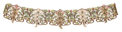 Art Nouveau -multihelmi ja emali "Glycines"-choker tekijältä Philippe Wolfers
