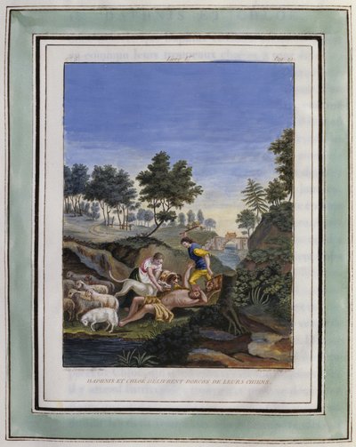 Daphnis ja Chloe vapauttavat Dorconin koiriltaan. Philippe d