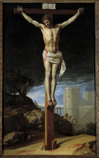 Philip of Champaignen (1602-1674) Kristus ristillä maalaus (ec.flam.) 1600-luvun Kansas City. Nelsonin galleria tekijältä Philippe de Champaigne