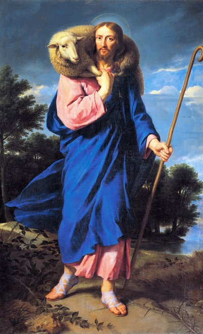 Good Shepherd, Philippe de Champaigne (1602-1674), öljy kankaalle tekijältä Philippe de Champaigne