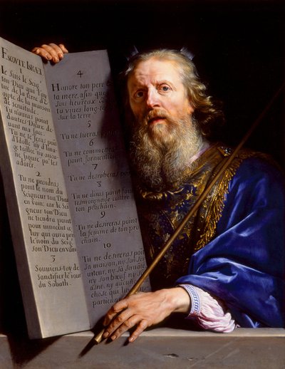 Mooses esittelee lakitaulut tekijältä Philippe de Champaigne