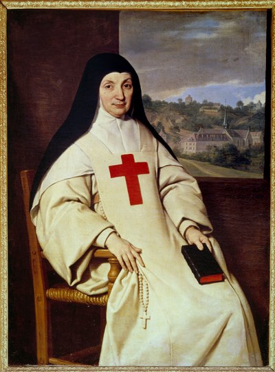 Äidin Angelique Arnauldin muotokuva Jacqueline Marie Arnauld dit Angelique Arnauld (1591-1661), Port Royal des champsin (Port-Royal-des-Champs) luostari, ranskalaisen jansenismin hahmo”” Philippe de Champaignen (1602-1674) maalaus tekijältä Philippe de Champaigne
