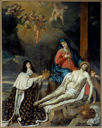 Ludvig XIII:n lupaus Neitsyelle (kuolleen Kristuksen kanssa). Philippe De Champaignen (1602-1674) maalaus tekijältä Philippe de Champaigne