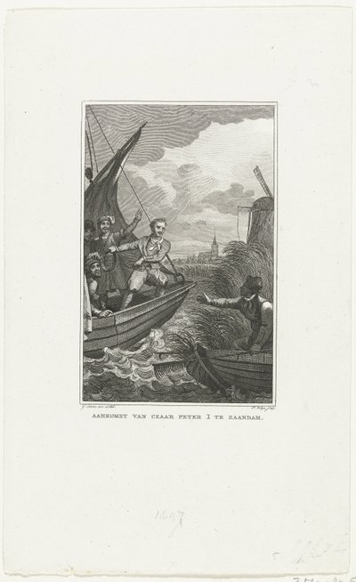 Tsaari Pietari Suuren saapuminen Zaandamiin, 1697, n. 1829 tekijältä Philippus Velijn