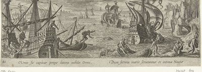 Oestervangst Jacht en visvangst (sarjan nimi) Metsästys, kalastus ja metsästystyypit (sarjan nimi) tekijältä Philips Galle (attributed to workshop of)