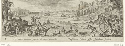 Kalastus intiaanien keskuudessa Metsästys ja kalastus (sarjan nimi) Venationes, Piscationes et Aucupii Typi (sarjan nimi) tekijältä Philips Galle (attributed to workshop of)