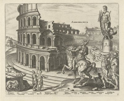 Colosseum Roomassa Amfiteatteri (otsikko esineessä) Maailman kahdeksan ihmettä. (sarjan nimi) tekijältä Philips Galle