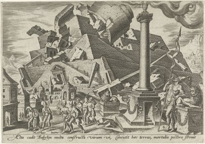 Baabelin tornin tuho The Days of Doom of the Jewish People (sarjan nimi) tekijältä Philips Galle