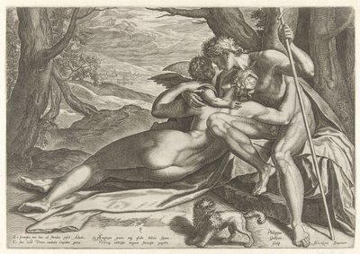 Venus ja Adonis Amorin kanssa The Story of Adonis (sarjan nimi) tekijältä Philips Galle