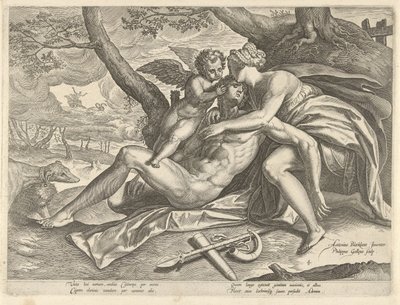 Venus suree Adonisin kuolemaa The Story of Adonis (sarjan nimi) tekijältä Philips Galle
