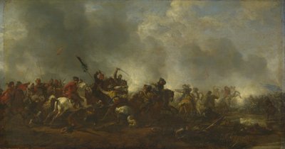 Ratsuväki hyökkää jalkaväkeen, 1656-1668 tekijältä Philips Wouwerman