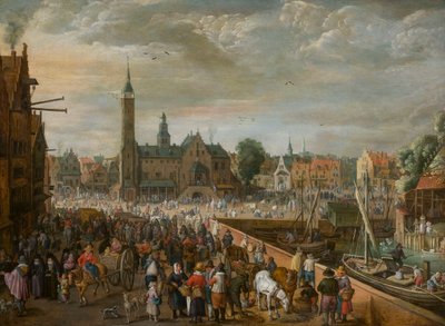 Näkymä Grote Marktille Lierissä, 1600-luvun alku. tekijältä Philips de Momper the Elder