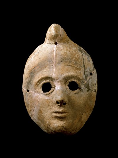 Foinikialainen taide: naisen terrakottanaamio. Puerto de la Tierrasta. 4.-3. vuosisadalla eKr. Cadiz Museo de Cadiz Espanja tekijältä Phoenician