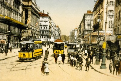 Cannebiere raitiotien kanssa, Marseille, Ranska, n. 1900 (kuva) tekijältä Photographer French