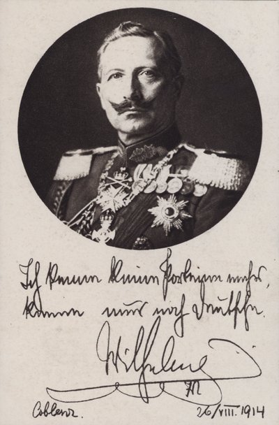 Saksan keisari Wilhelm II, ensimmäisen maailmansodan propagandapostikortti (m/v kuva) tekijältä Photographer German