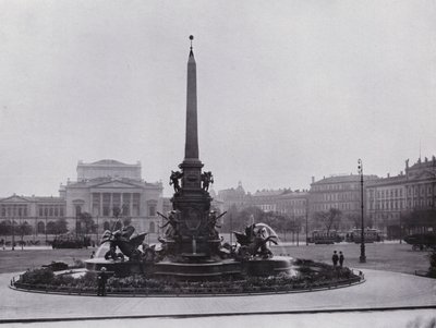 Leipzig: Menden suihkulähde Augustusplatzilla ja uusi teatteri (m/w kuva) tekijältä Photographer German