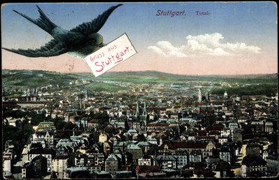 Stuttgart, näkymä kaupunkiin ja pääskynen tekijältä Photographer German