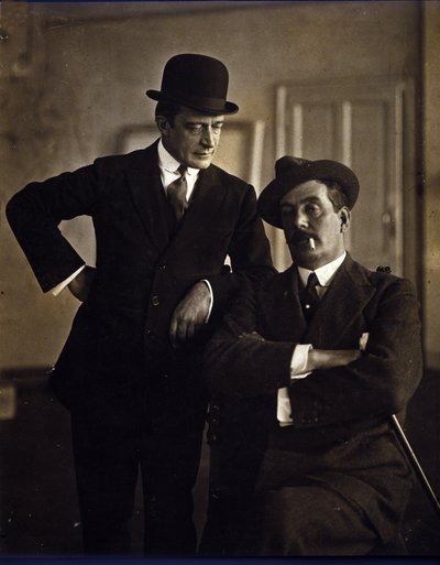 Säveltäjä Giacomo Puccini (1858-1924) ja musiikin kustantaja Tito Ricordi II (1865-1933). tekijältä Photographer Italian