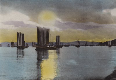 Japani, n. 1912: Auringonlasku, Akashin rannikko (kuva) tekijältä Photographer Japanese