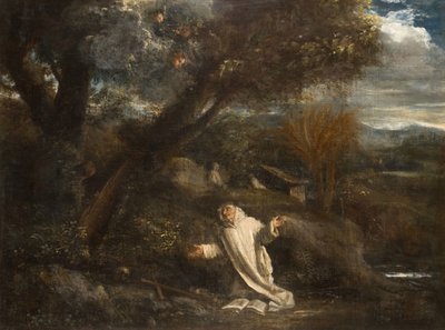 Maisema pyhimyksen kanssa ekstaasissa, 1612-1647. tekijältä Pier Francesco Mola