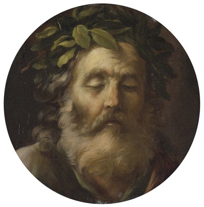 Muotokuva runoilija Homer par Mola, Pier Francesco (1612-1666). Öljy puulle, koko : D 38,7, , Yksityiskokoelma tekijältä Pier Francesco Mola