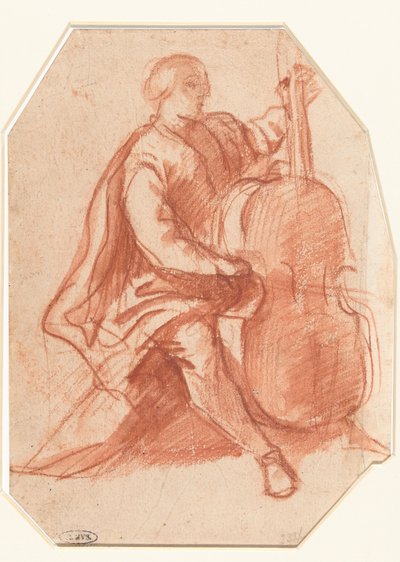Viola da Gamba-Spieler, Dreiviertel von der Seite tekijältä Pier Francesco Mola