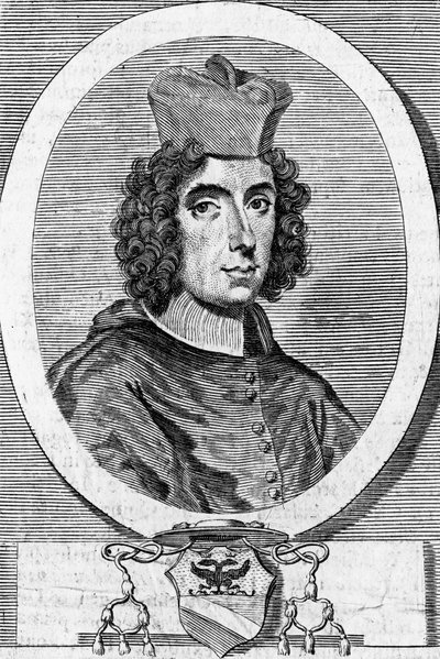 Italialaisen kardinaalin ja piispan Giambattista Rubinin (1642-1707) muotokuva, kaiverrus. tekijältä Blaise Nicolas Le Sueur