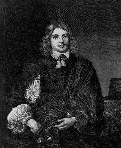 Muotokuva Lucius Carysta, 2. varakreivi Falklandista (noin 1610-1643), englantilainen kirjailija, poliitikko ja sotilas, joka oli valtiosihteeri vuosina 1642-1643, kaiverrus tekijältä Blaise Nicolas Le Sueur