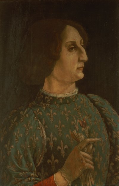 Galeazzo Mario Sforzan (1444-76) muotokuva n. 1471 (tempera taulussa) (katso myös 168788) tekijältä Piero del Pollaiolo