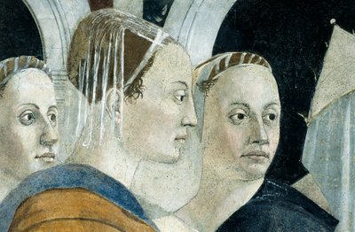 Yksityiskohta teoksesta "Legend of the True Cross", joka esittää todellisen ristin löytämistä ja todentamista, Piero della Francesca. tekijältä Piero della Francesca