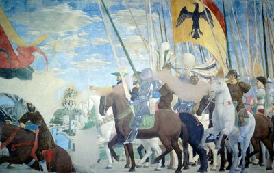 Yksityiskohta Piero della Francescan legendasta todellisesta rististä, joka näyttää Konstantinuksen voiton tekijältä Piero della Francesca