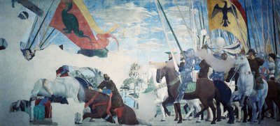 Yksityiskohta Piero della Francescan legendasta todellisesta rististä, joka näyttää Konstantinuksen voiton tekijältä Piero della Francesca